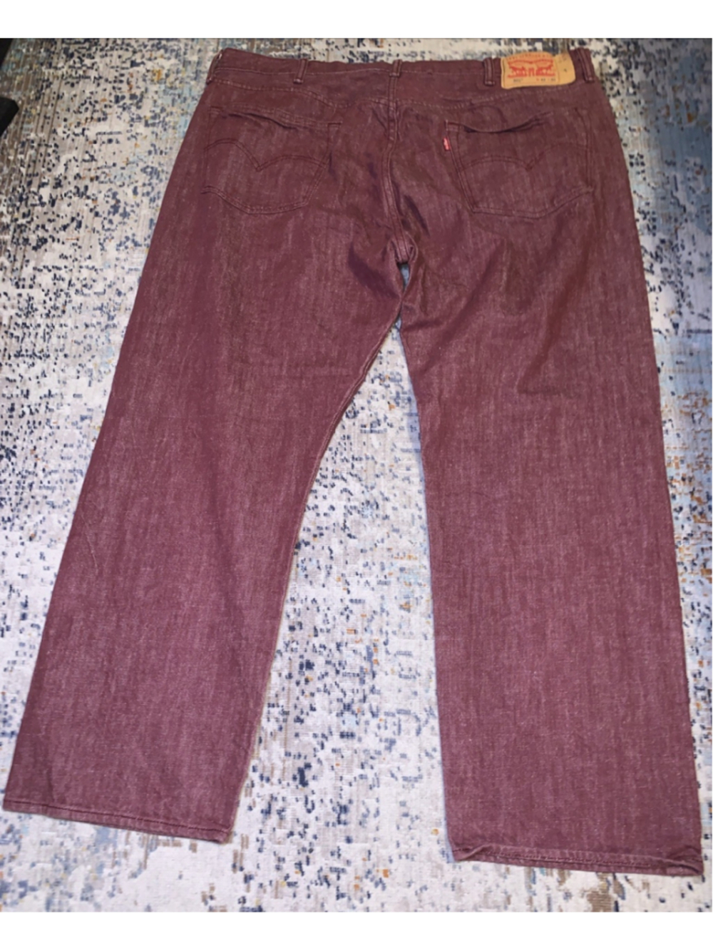 Levi’s 501 44x30 Mens Button Fly Burgundy Red White Oak Cone Denim XX Jeans